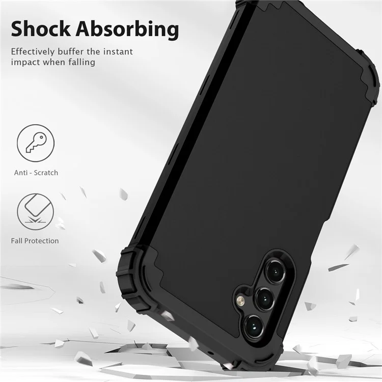 L-Style For Samsung Galaxy A15 4G Case PC + TPU Drop Protective Phone Cover - Black+Black
