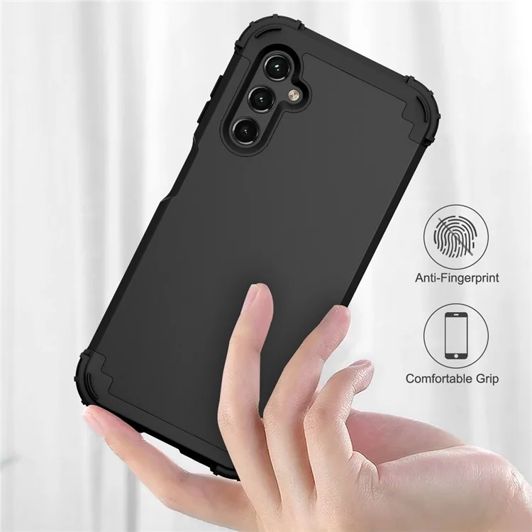 L-Style For Samsung Galaxy A15 4G Case PC + TPU Drop Protective Phone Cover - Black+Black