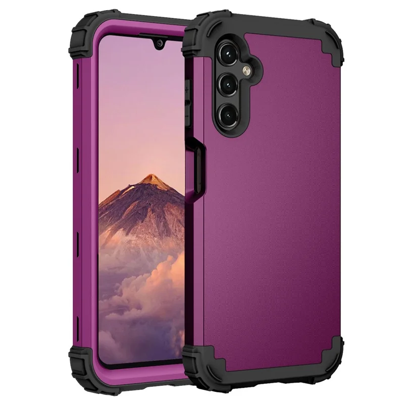 L-Style For Samsung Galaxy A15 4G Case PC + TPU Drop Protective Phone Cover - Dark Purple+Black