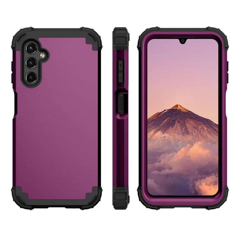 L-Style For Samsung Galaxy A15 4G Case PC + TPU Drop Protective Phone Cover - Dark Purple+Black