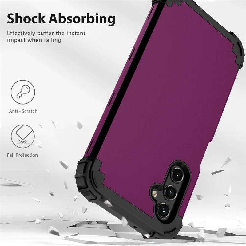 L-Style For Samsung Galaxy A15 4G Case PC + TPU Drop Protective Phone Cover - Dark Purple+Black