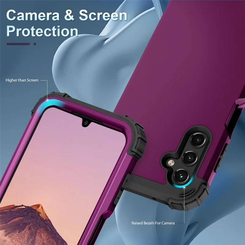 L-Style For Samsung Galaxy A15 4G Case PC + TPU Drop Protective Phone Cover - Dark Purple+Black