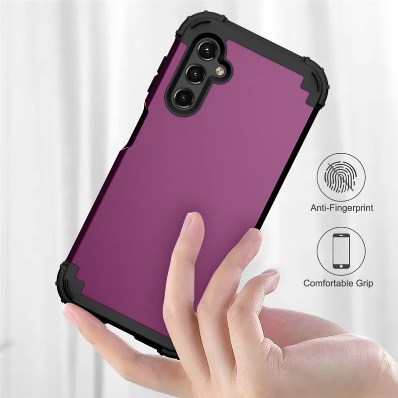 L-Style For Samsung Galaxy A15 4G Case PC + TPU Drop Protective Phone Cover - Dark Purple+Black
