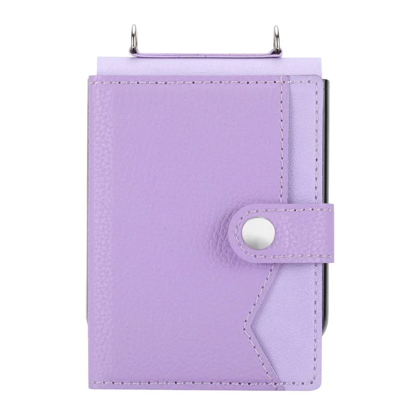 Per Samsung Galaxy Z Flip3 5G Custodia Texture Litchi Copertura Telefonica Pieghevole con Slot per Schede - Viola Chiaro