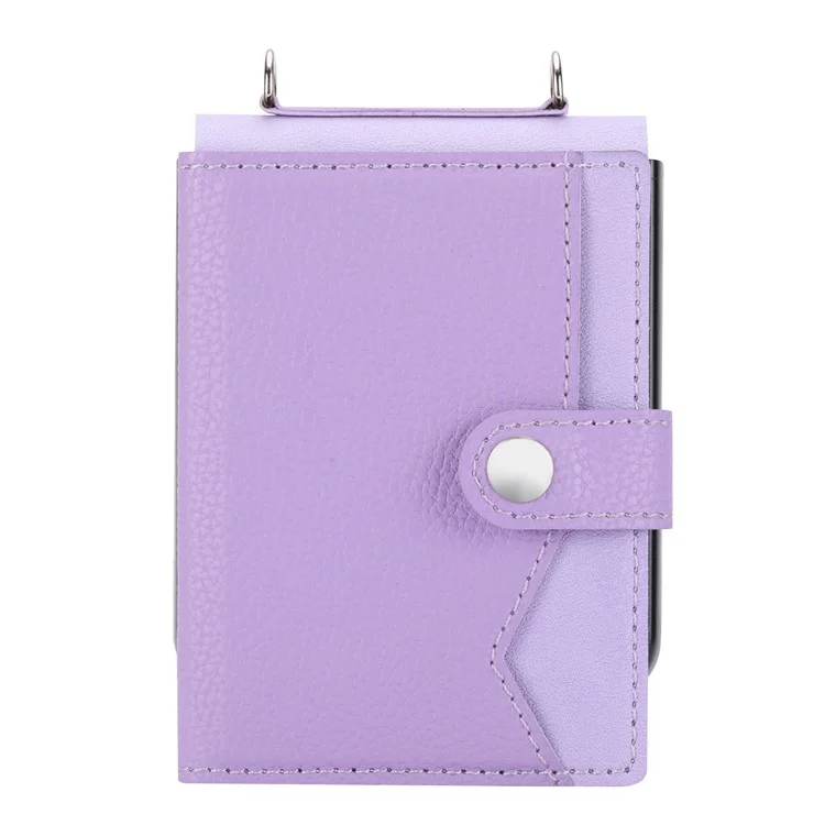 Für Samsung Galaxy Z Flip4 5G Hülle Litchi-Textur Kartenfach Leder+PC Handyhülle - Hellviolett
