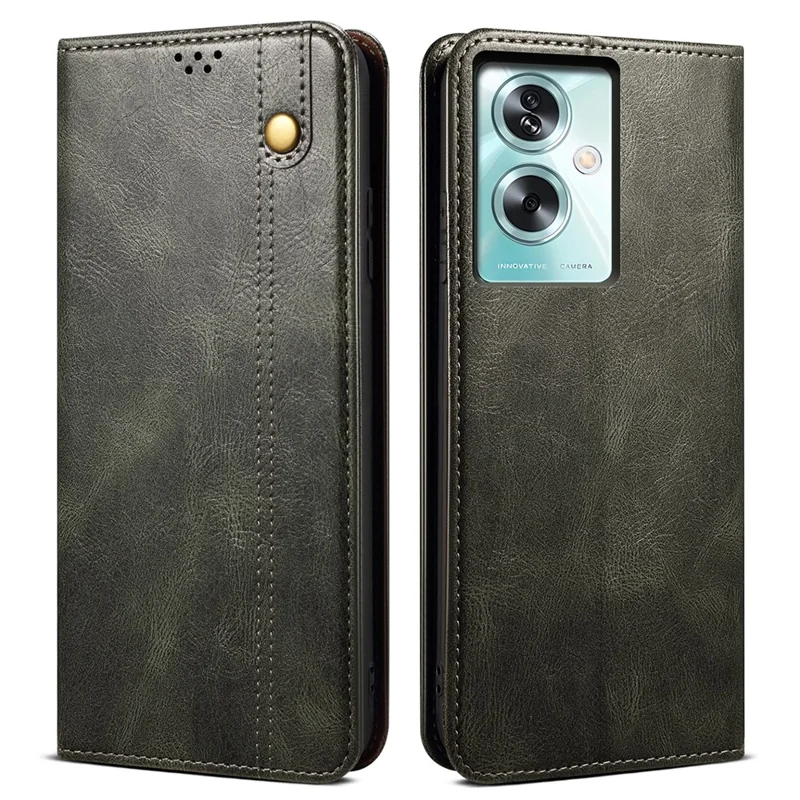 For Oppo A79 5G / A2 5G Leather Case Stand Wallet Magnetic Closing Phone Cover - Green