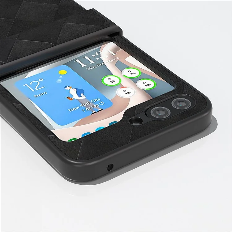 ABEEL For Samsung Galaxy Z Flip5 5G Case Grid Texture Hinge Protection Folding Phone Cover - Black