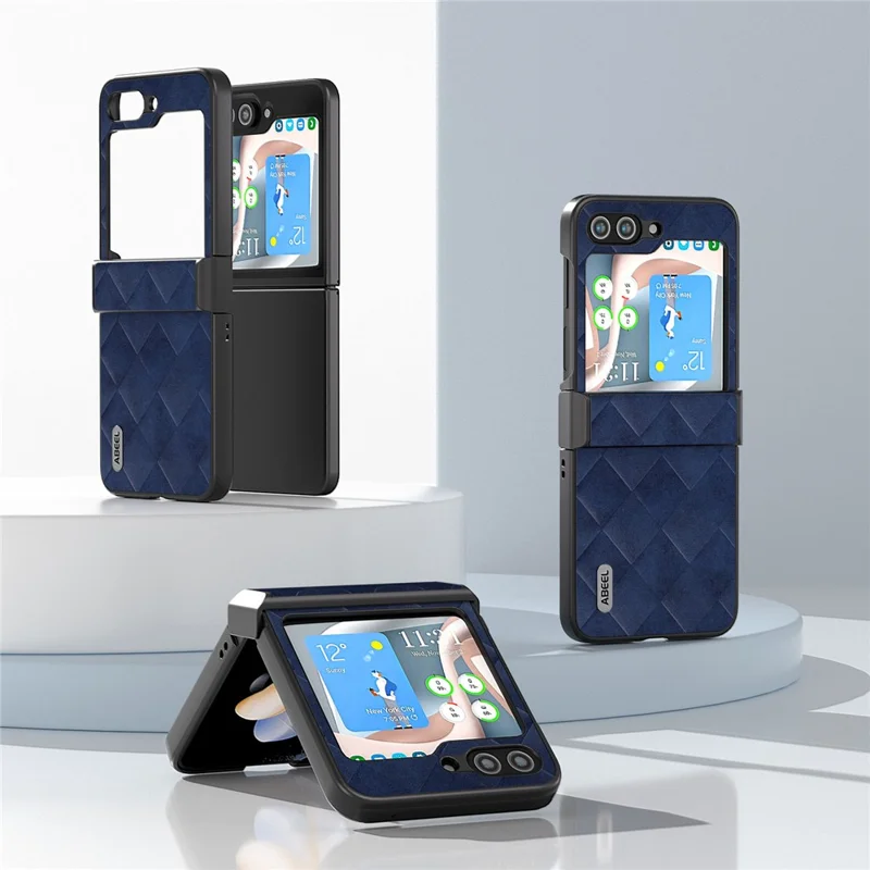 ABEEL For Samsung Galaxy Z Flip5 5G Case Grid Texture Hinge Protection Folding Phone Cover - Blue