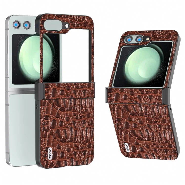 ABEEL For Samsung Galaxy Z Flip5 5G Case Hinge Design Canopy Texture Phone Cover - Coffee