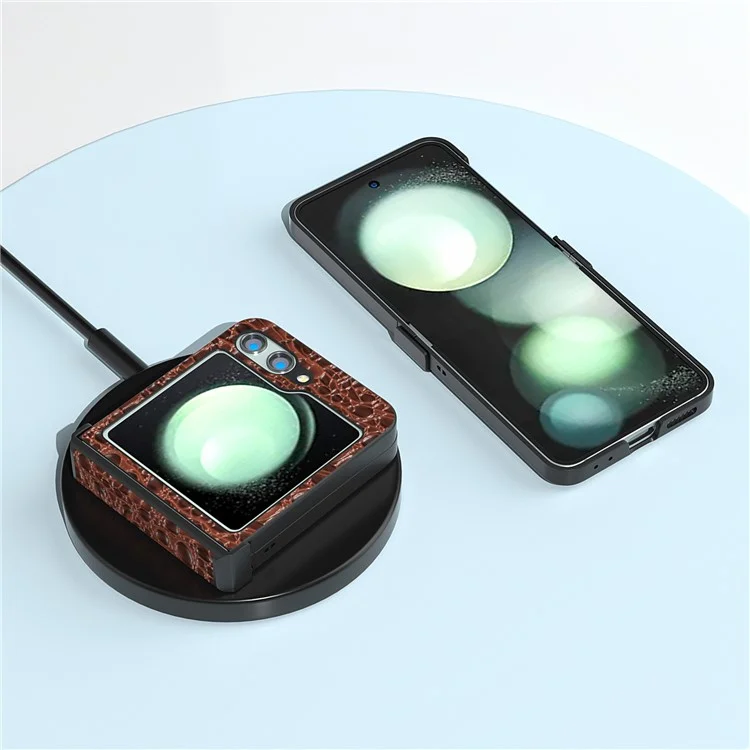 ABEEL For Samsung Galaxy Z Flip5 5G Case Hinge Design Canopy Texture Phone Cover - Coffee