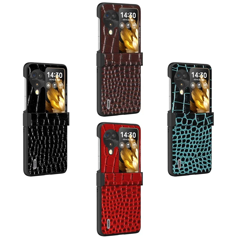ABEEL Pour Oppo Find N3 Flip 5G Téléphone Pliable Étui Charnière Protection Texture Crocodile Couverture - Noir