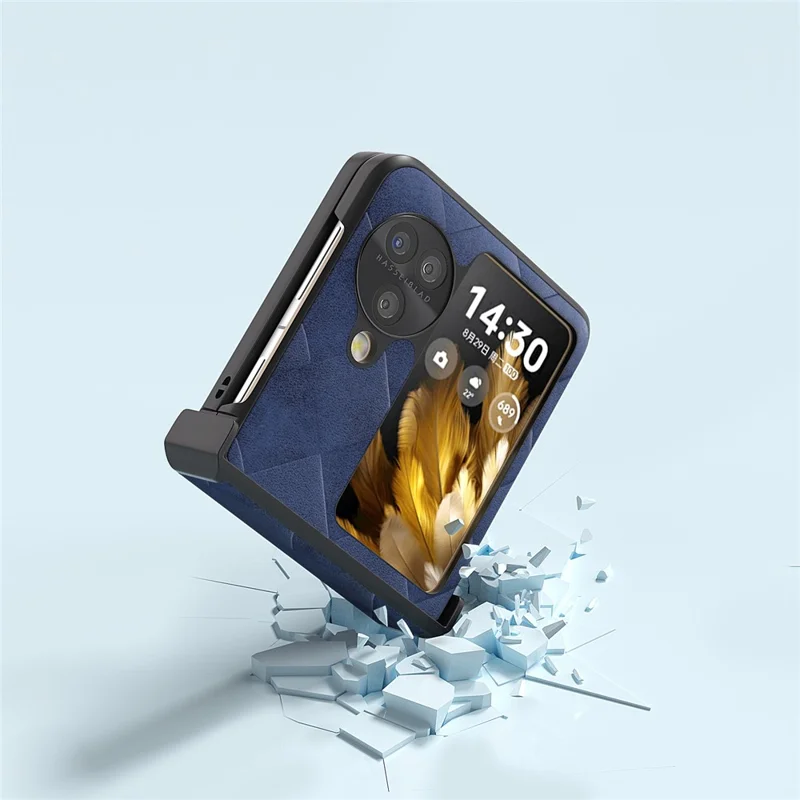 ABEEL For Oppo Find N3 Flip 5G Case Hinge Protection Leather Coated Hard PC Cover - Blue