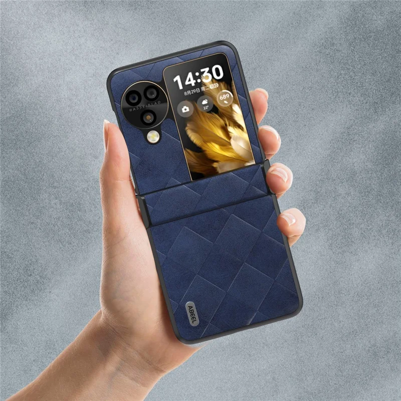 ABEEL For Oppo Find N3 Flip 5G Case Hinge Protection Leather Coated Hard PC Cover - Blue