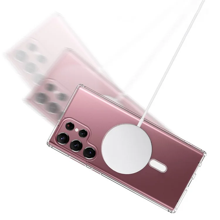 Pour Samsung Galaxy S24 Ultra Case Anti-drop Magnetic Clear TPU Case Compatible with MagSafe