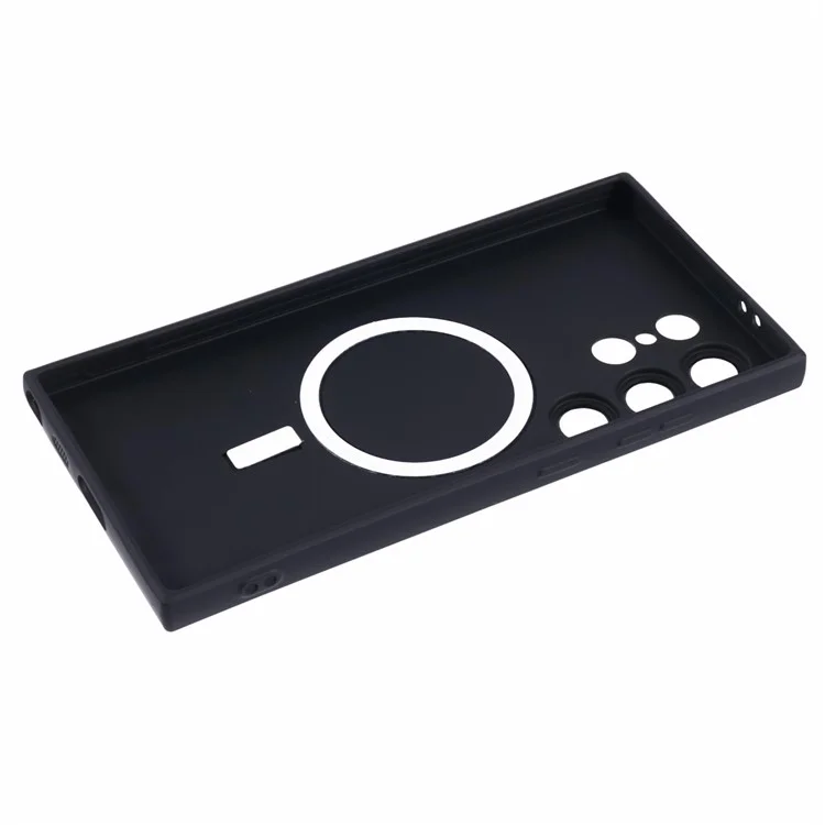 Für Samsung Galaxy S24 Ultra Case Lens Protection Flüssiges Silikon Cover Kompatibel mit MagSafe - Schwarz