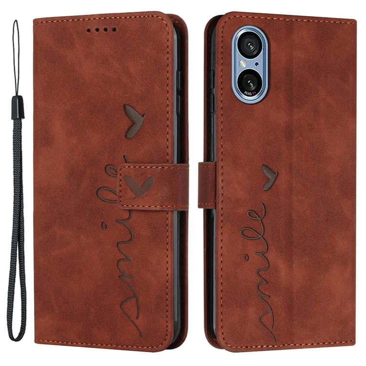 Para Sony Xperia 5 V Funda de Teléfono Móvil Soporte Billetera de Piel PU Funda Móvil - Marrón