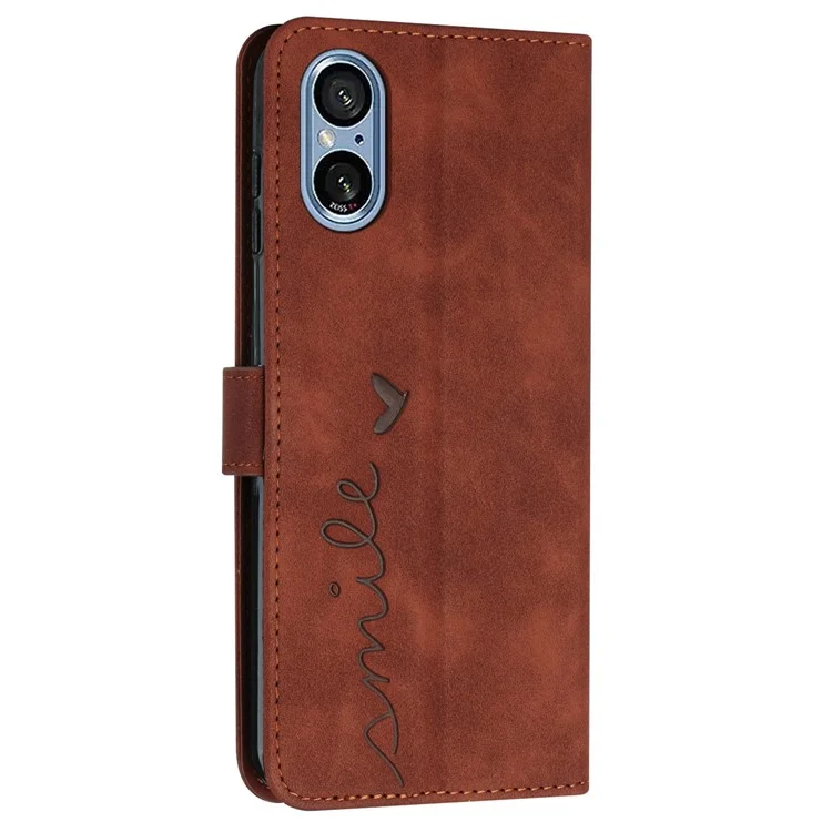 Para Sony Xperia 5 V Funda de Teléfono Móvil Soporte Billetera de Piel PU Funda Móvil - Marrón