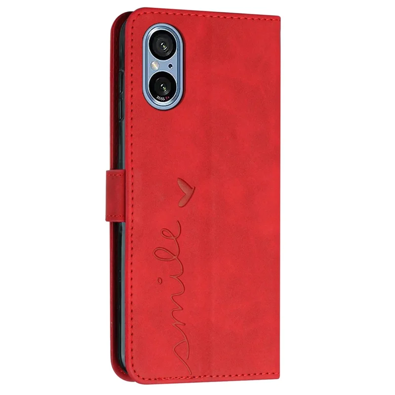For Sony Xperia 5 V Phone Case Stand PU Leather Wallet Mobile Phone Cover - Red