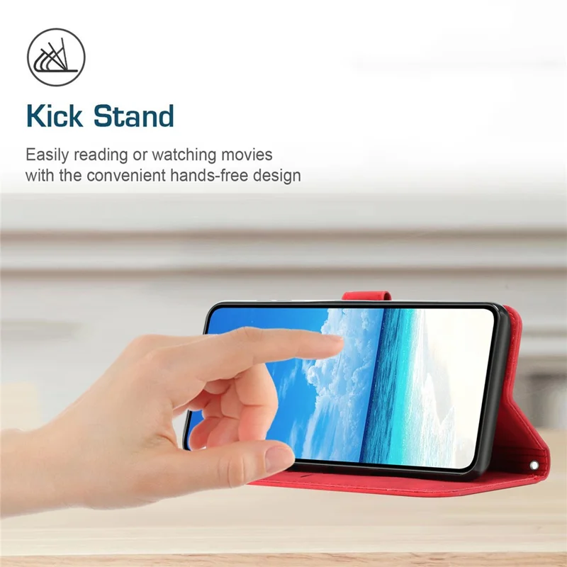 For Sony Xperia 5 V Phone Case Stand PU Leather Wallet Mobile Phone Cover - Red