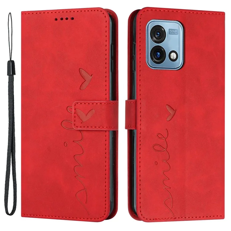 For Motorola Moto G Stylus (2023) Leather Case Heart Shape Imprinted Phone Cover - Red