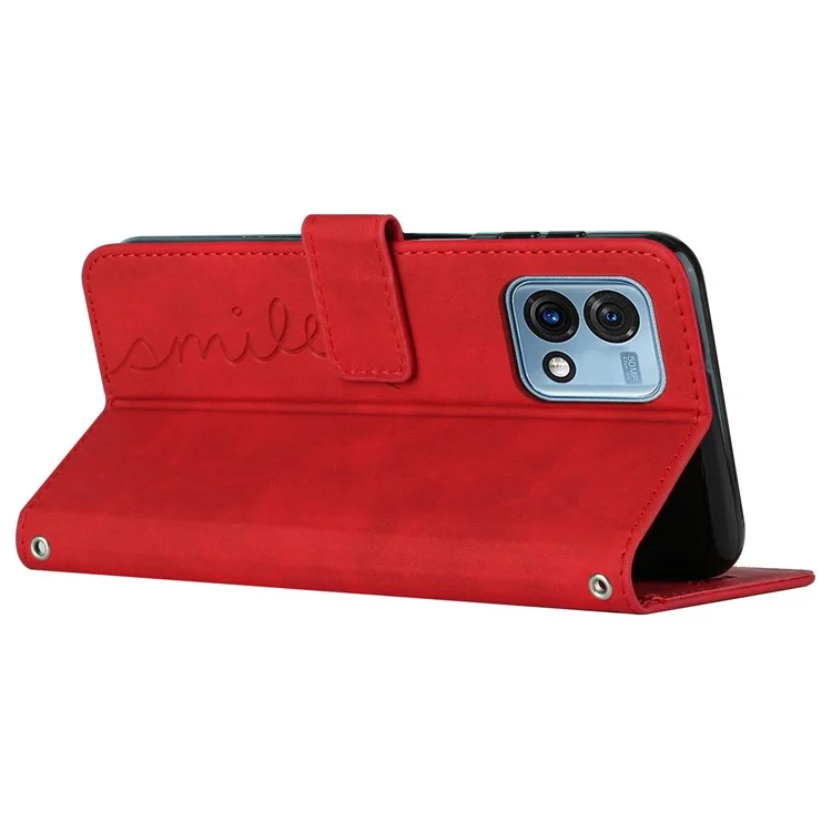 For Motorola Moto G Stylus (2023) Leather Case Heart Shape Imprinted Phone Cover - Red