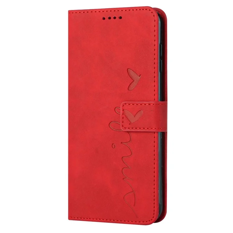For Motorola Moto G Stylus (2023) Leather Case Heart Shape Imprinted Phone Cover - Red