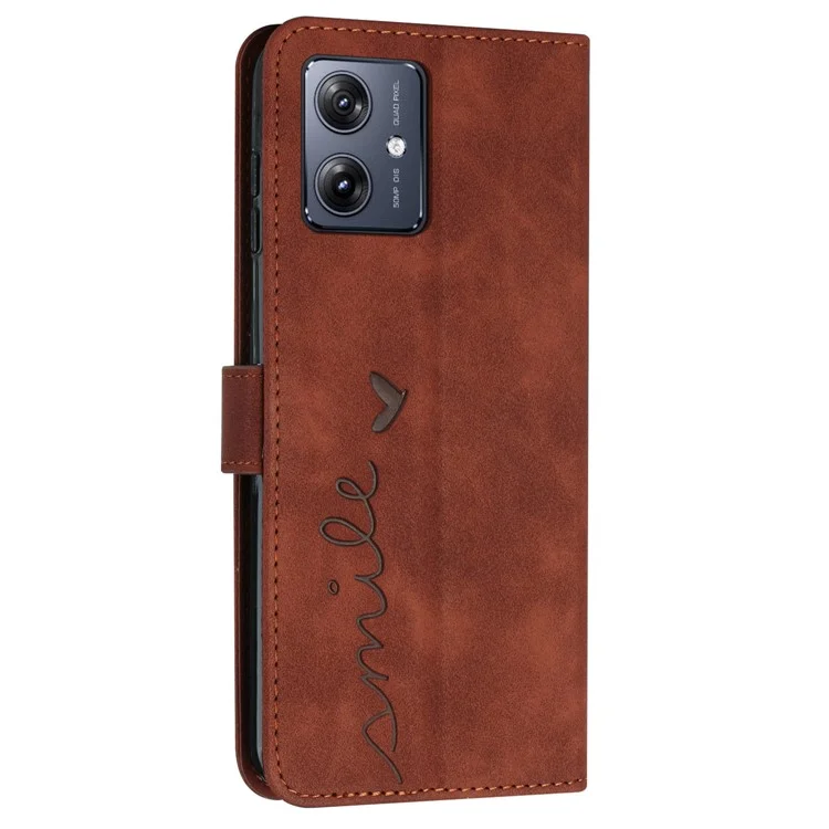 Für Motorola Moto G54 5G Case Skin-touch Leder Geldbörse Handyhülle - Braun