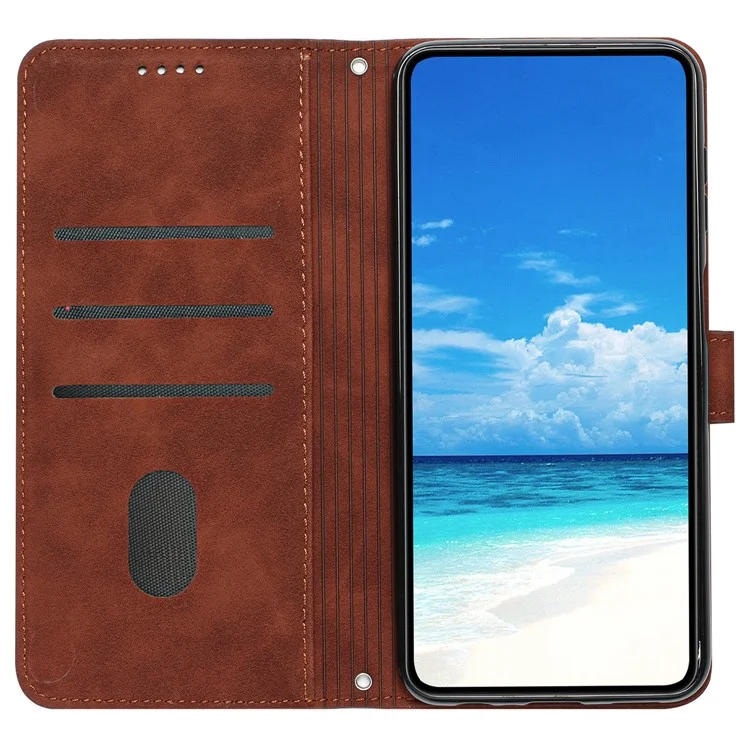 Für Motorola Moto G54 5G Case Skin-touch Leder Geldbörse Handyhülle - Braun