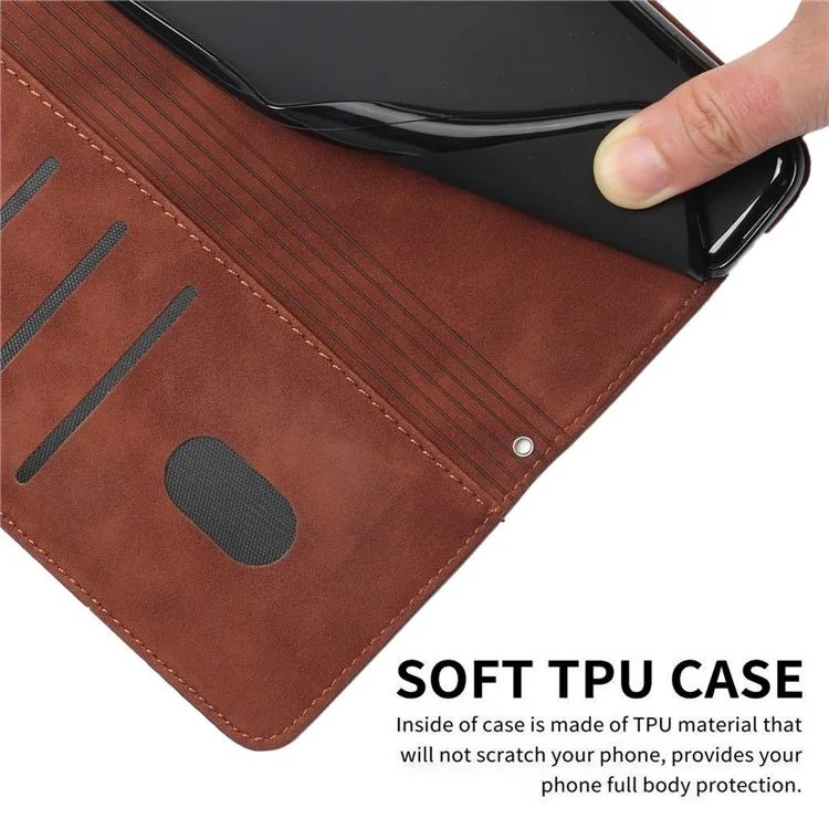Für Motorola Moto G54 5G Case Skin-touch Leder Geldbörse Handyhülle - Braun