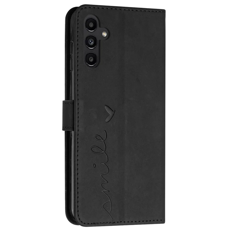 Skin-Touch Phone Case for Samsung Galaxy A15 5G Stand PU Leather Phone Cover Wallet - Black