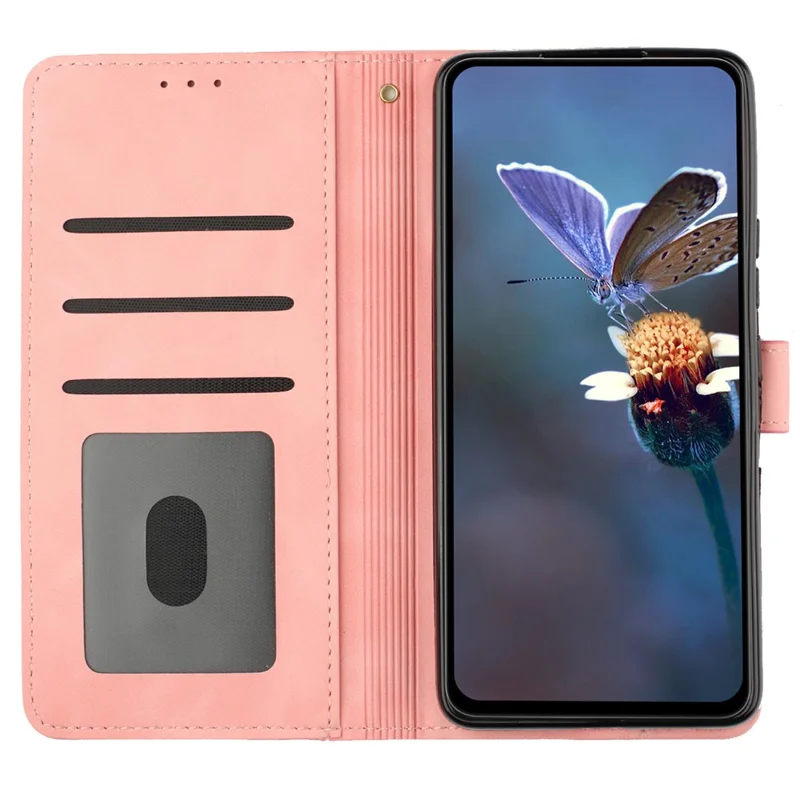 Pour Samsung Galaxy S24 Ultra Coque Imprimée Support Coque de Téléphone en Cuir PU Portefeuille Étui de Téléphone Portable - Rose