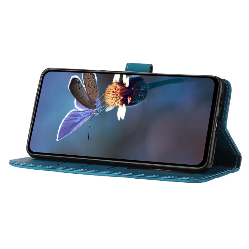 For Samsung Galaxy S24 Ultra Case Imprinted Stand Phone Shell PU Leather Wallet Cell Phone Cover - Blue