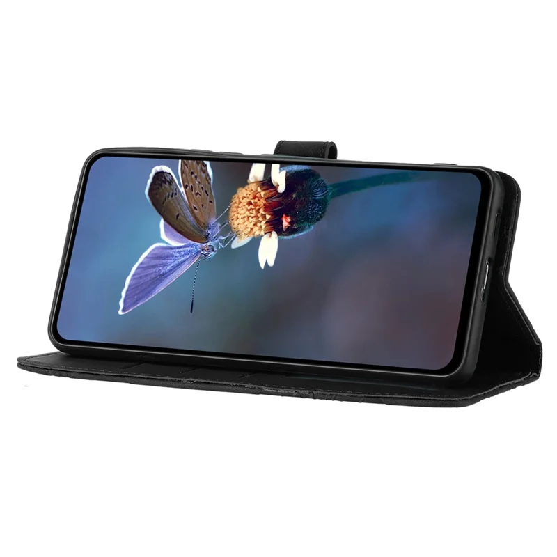 Capa de Celular para Samsung Galaxy S24+ Caso de Couro PU Carteira Impressa Suporte para Telefone - Preto