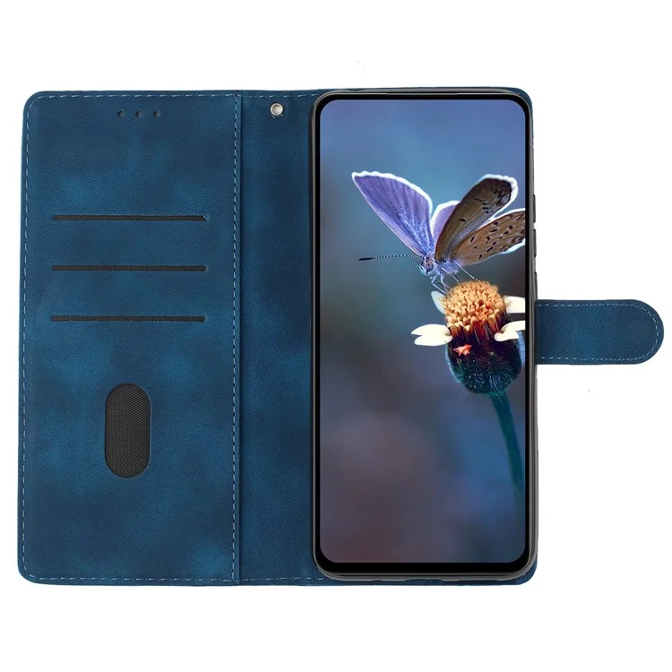 Pour Samsung Galaxy S24 Imprinted Flower Wallet Magnetic Phone Case PU Leather Stand Cover - Bleu