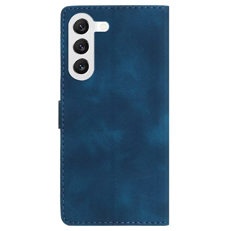 Pour Samsung Galaxy S24 Imprinted Flower Wallet Magnetic Phone Case PU Leather Stand Cover - Bleu
