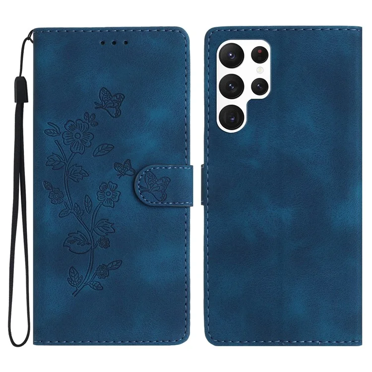 Pour Samsung Galaxy S24 Ultra Case PU Cuir Support Housse de téléphone Magnétique Coque Portefeuille - Bleu