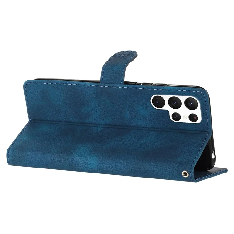 Pour Samsung Galaxy S24 Ultra Case PU Cuir Support Housse de téléphone Magnétique Coque Portefeuille - Bleu