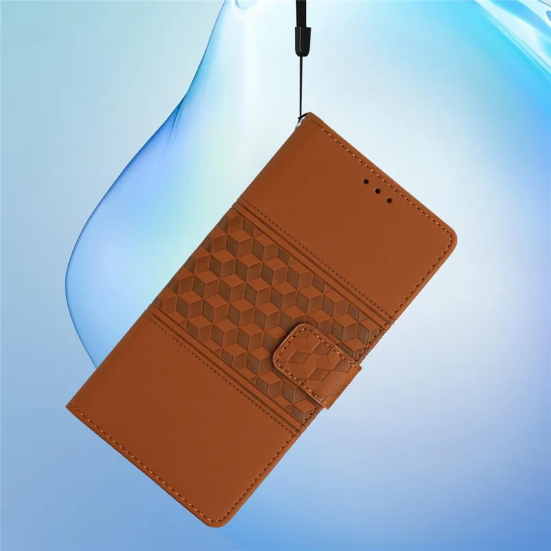 Para Samsung Galaxy S24 Case Imprinted Rhombus Wallet Phone Cover - Marrom