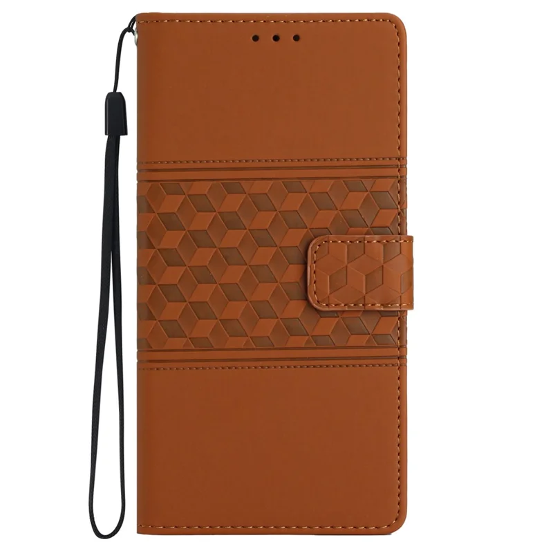 Para Samsung Galaxy S24 Case Imprinted Rhombus Wallet Phone Cover - Marrom