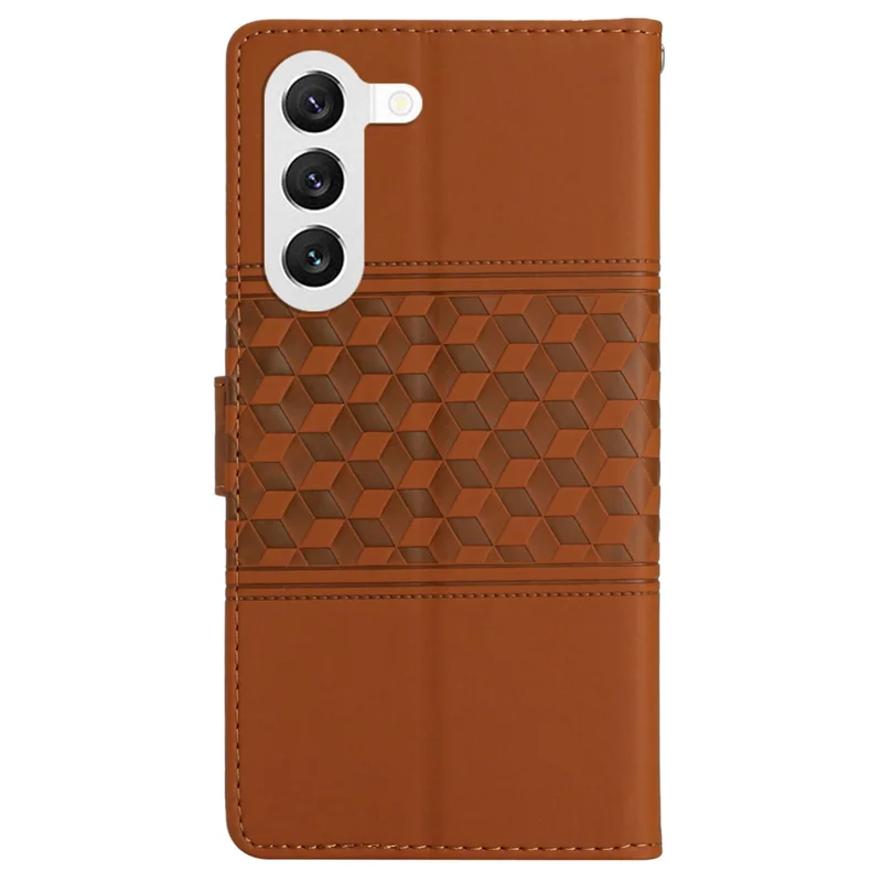 Para Samsung Galaxy S24 Case Imprinted Rhombus Wallet Phone Cover - Marrom