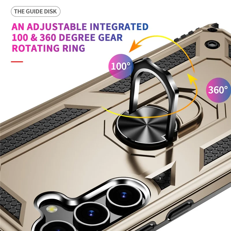 Per Samsung Galaxy S24+ Custodia in TPU+PC Cover per telefono con anello supporto - Oro