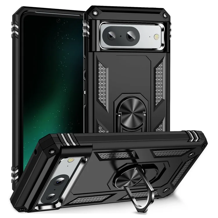 For Google Pixel 8a Case Scratch-proof TPU+PC Phone Protector - Black