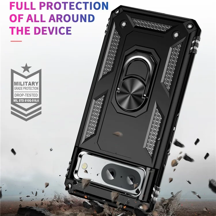 For Google Pixel 8a Case Scratch-proof TPU+PC Phone Protector - Black