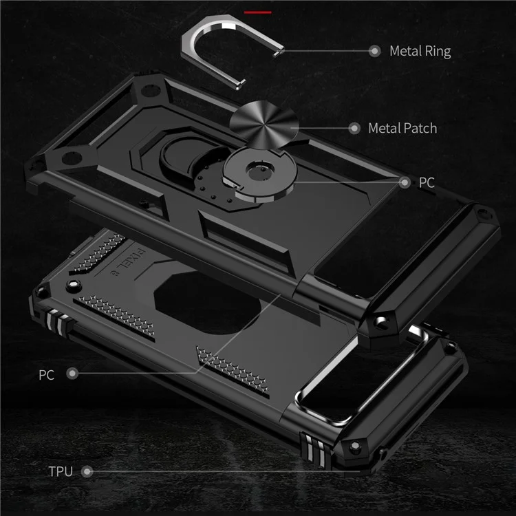 For Google Pixel 8a Case Scratch-proof TPU+PC Phone Protector - Black