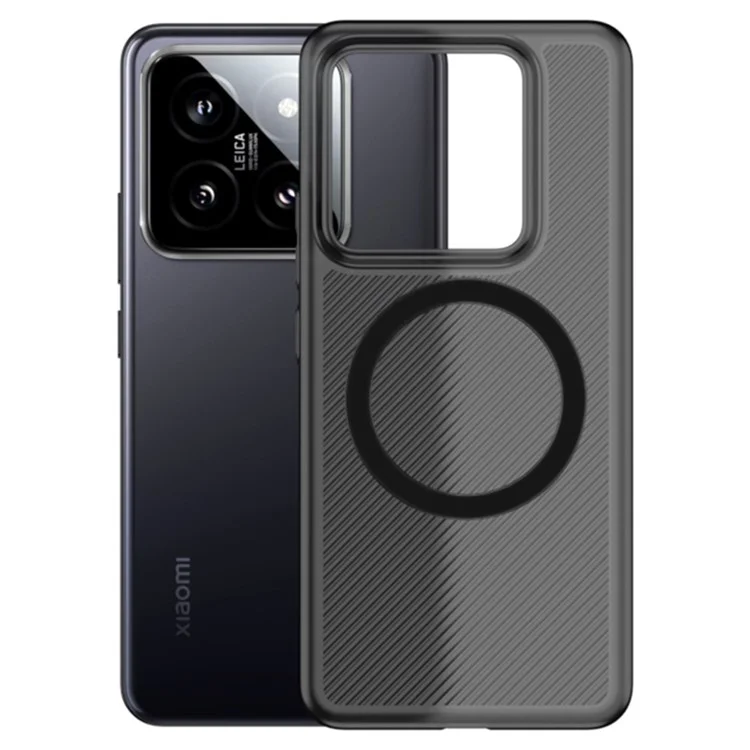 Funda magnética para teléfono Xiaomi 14 Pro, carcasa rígida de PP minimalista - Negro