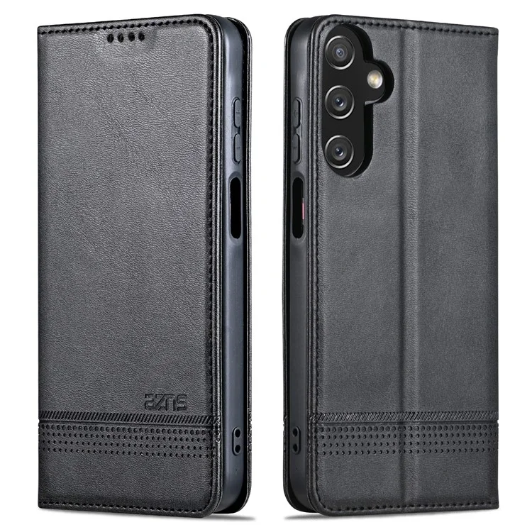 AZNS For Samsung Galaxy A15 4G Case PU Leather Magnetic Suction Wallet Phone Shell Cover - Black