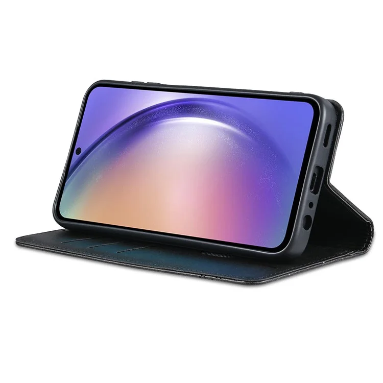 AZNS For Samsung Galaxy A15 4G Case PU Leather Magnetic Suction Wallet Phone Shell Cover - Black