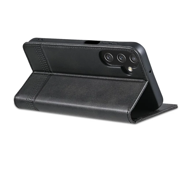 AZNS For Samsung Galaxy A15 4G Case PU Leather Magnetic Suction Wallet Phone Shell Cover - Black