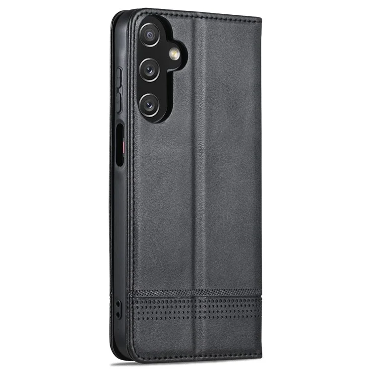 AZNS For Samsung Galaxy A15 4G Case PU Leather Magnetic Suction Wallet Phone Shell Cover - Black