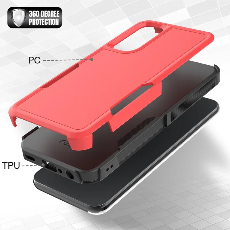 For Samsung Galaxy A25 5G (Global) (161.0 x 76.5 x 8.3mm) Phone Case PC+TPU Shockproof Cover - Red